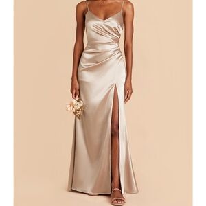 Birdy Grey Catherine Neutral Champagne Satin Dress XS